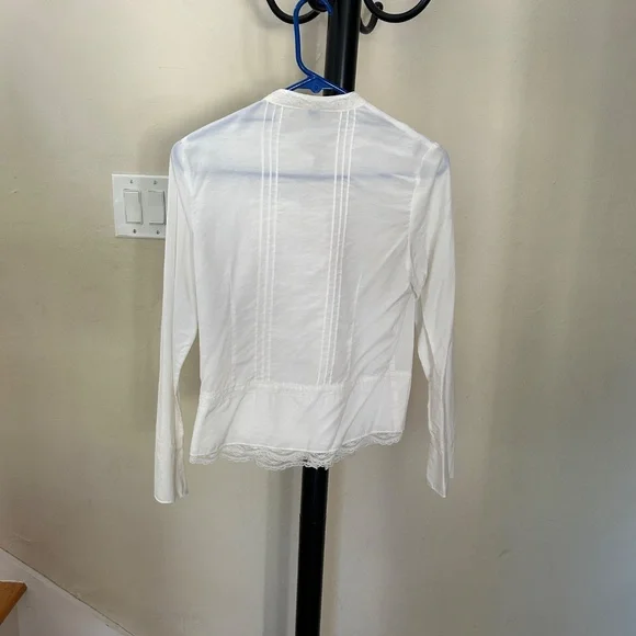 Embroidered & Lace White Long Sleeve Shirt - Picture 4 of 7